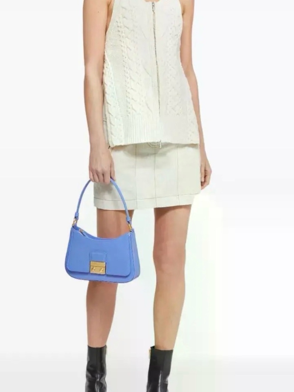 3.1 Phillip Cable-Knit Zip Halter Top